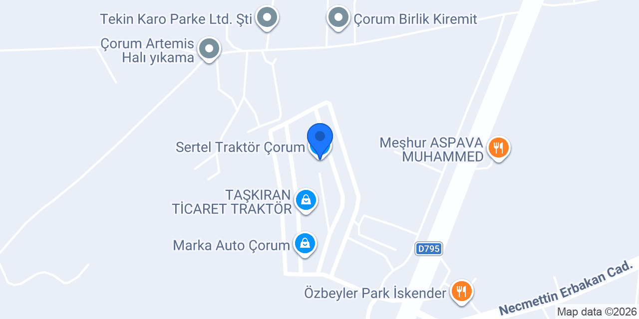 Sertel Traktör Çorum konumu