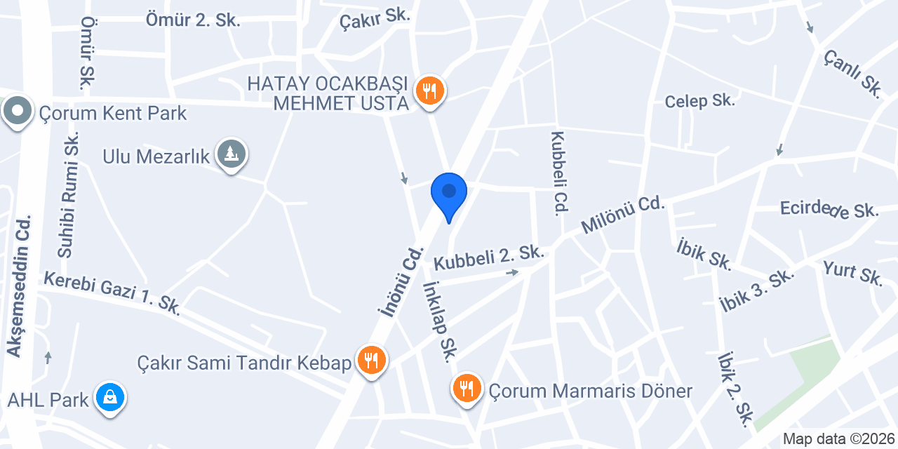Teb-çorum Şubesi konumu