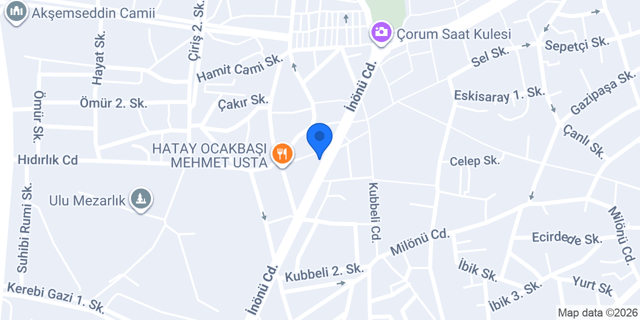 Eminevim Çorum Şube konumu