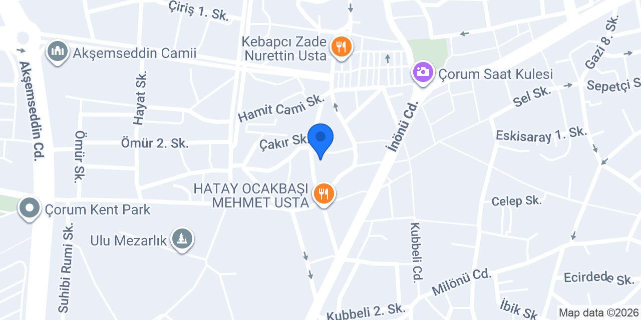 ÇORUM VETERiNER KLiNiĞi konumu