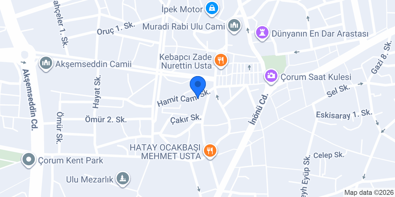 Çorum Bölge Veteriner Kliniği konumu