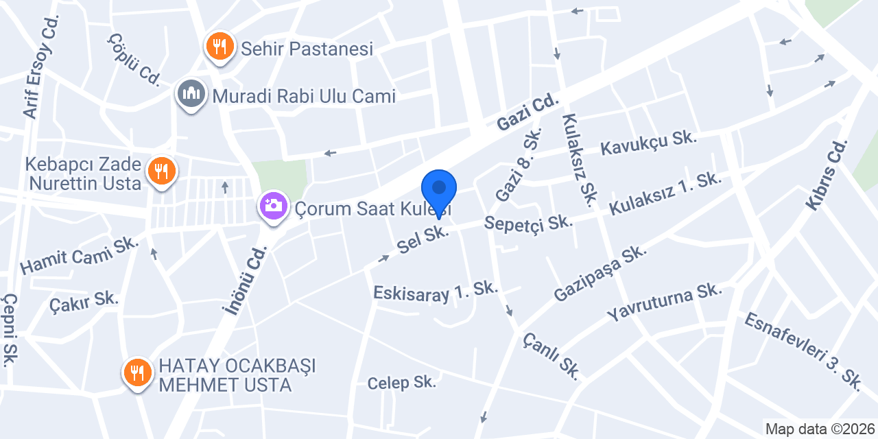 DÖNERS DÜRÜM ÇORUM konumu
