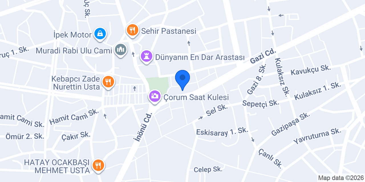Ekrem Turizm Çorum Şubesi konumu