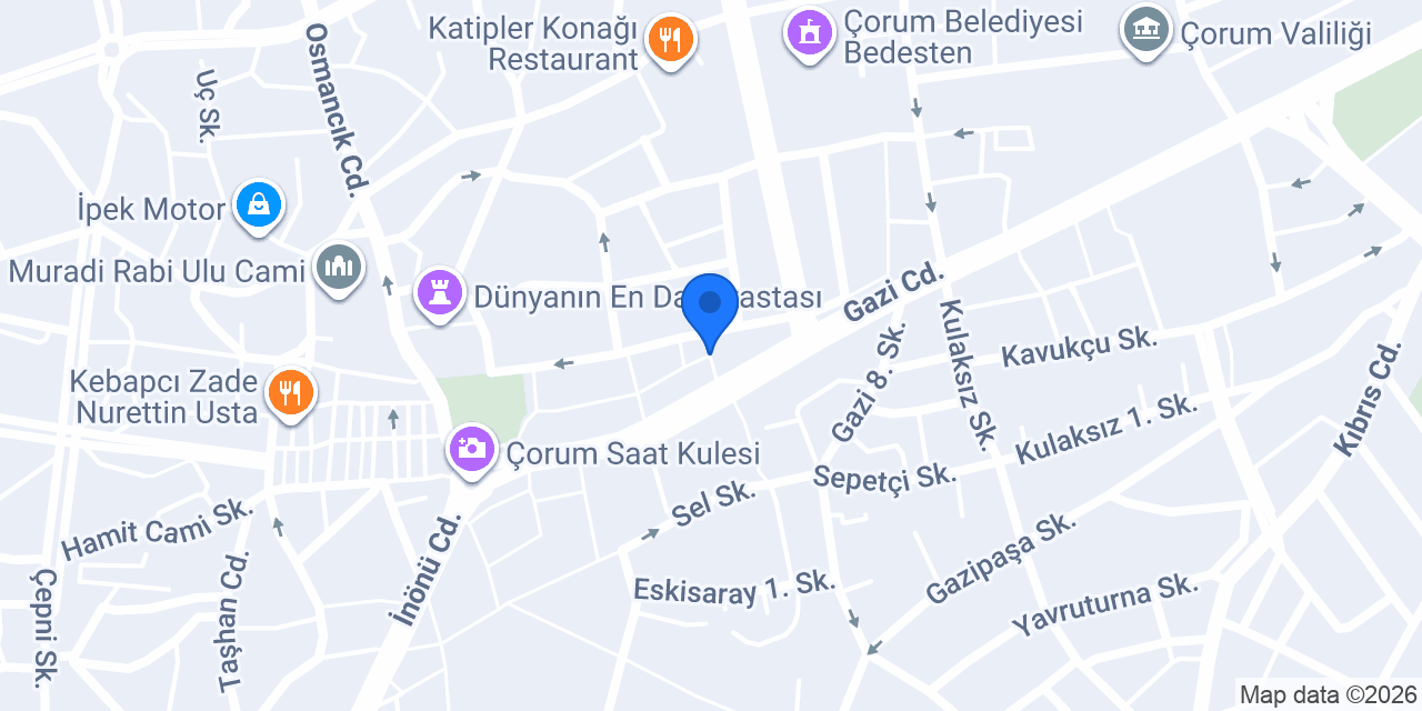 Çorum İnci Kız Apart konumu