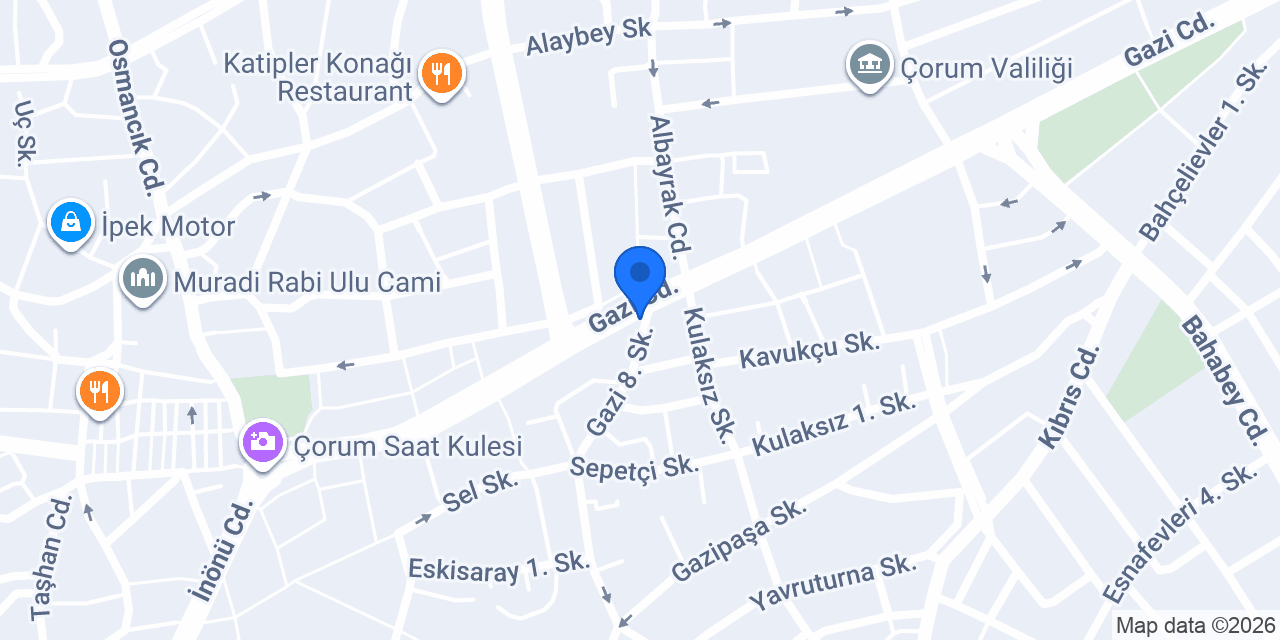 Çorum Özçetin Sürücü Kursu konumu
