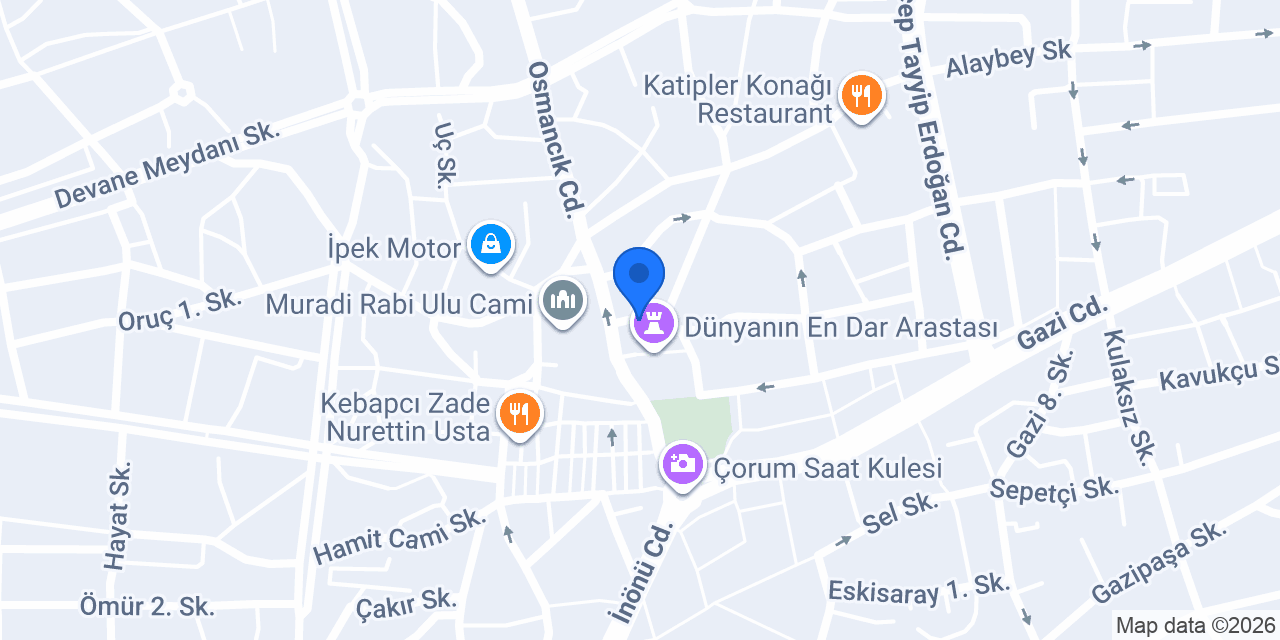 Berat&Ahenk Turizm Çorum konumu