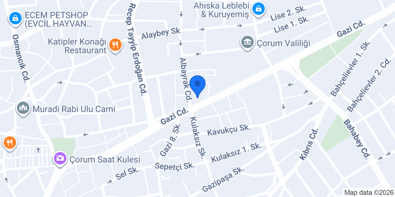 Çorum Özel Akar Sürücü Kursu konumu