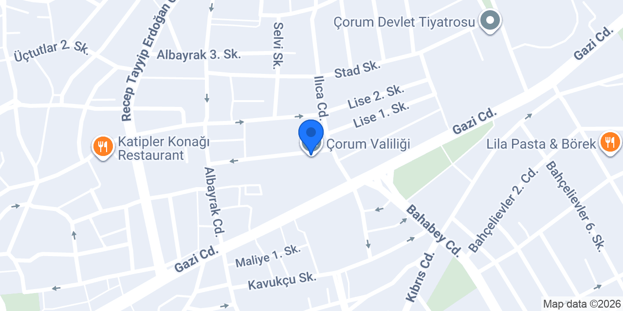 Çorum Valiliği konumu