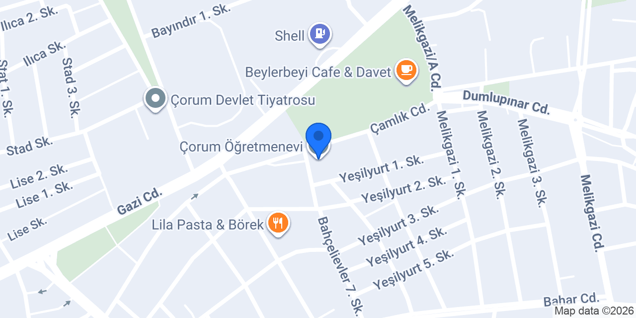 Çorum Öğretmenevi konumu