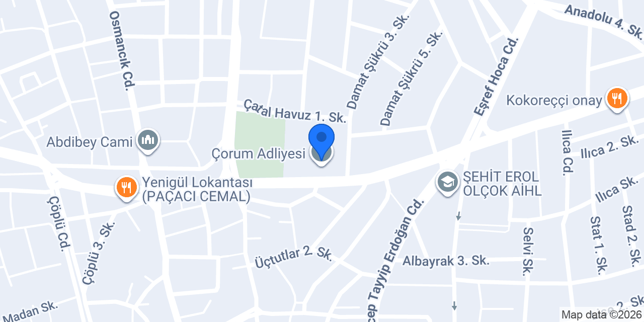 Çorum Adliyesi konumu