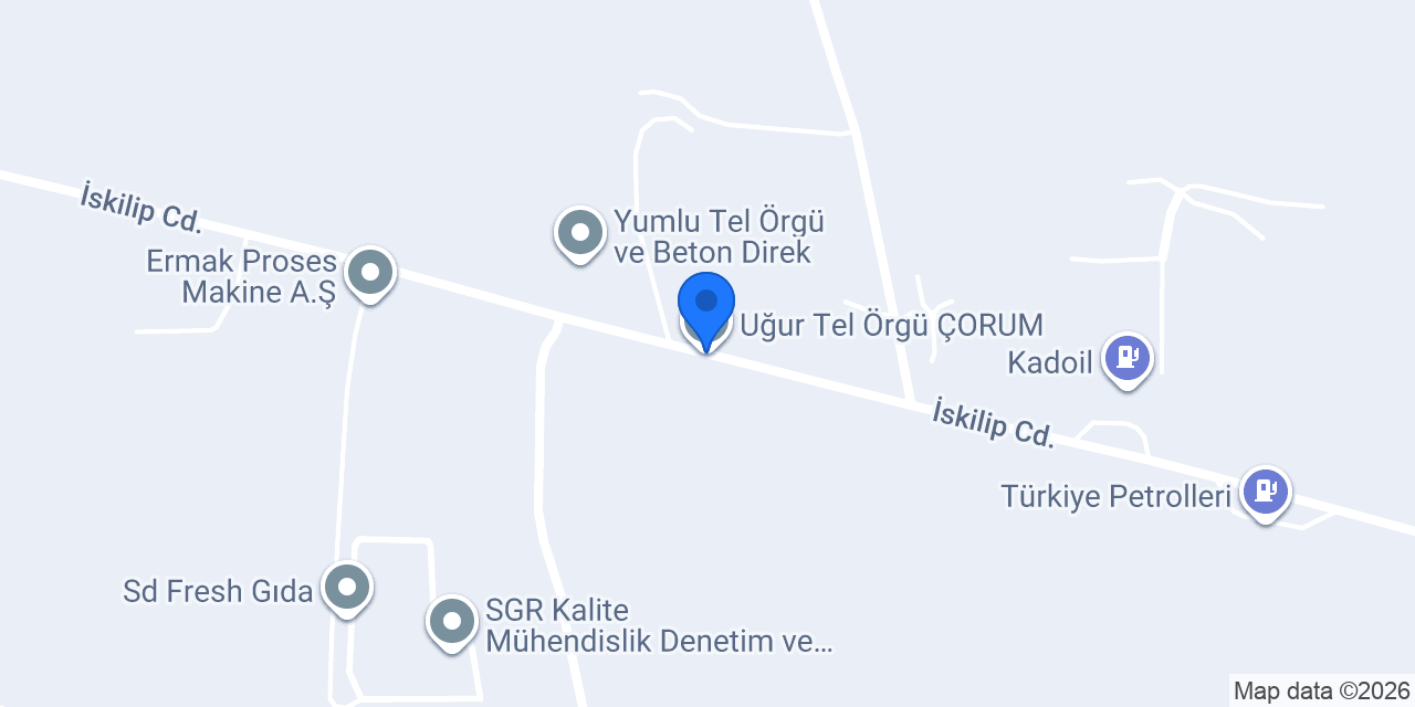 Uğur Tel Örgü ÇORUM konumu