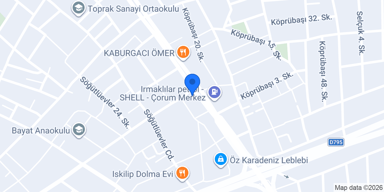 ŞENTÜRK ELEKTRİK Çorum konumu
