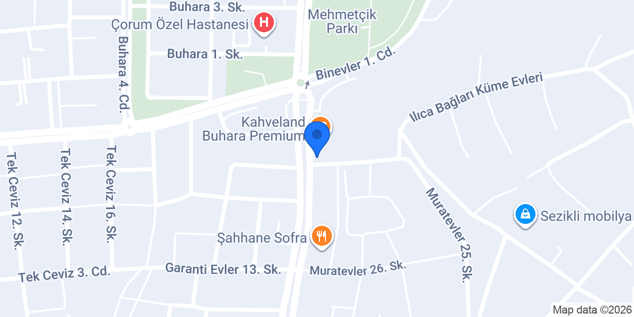 Çikolata Evim Çorum konumu