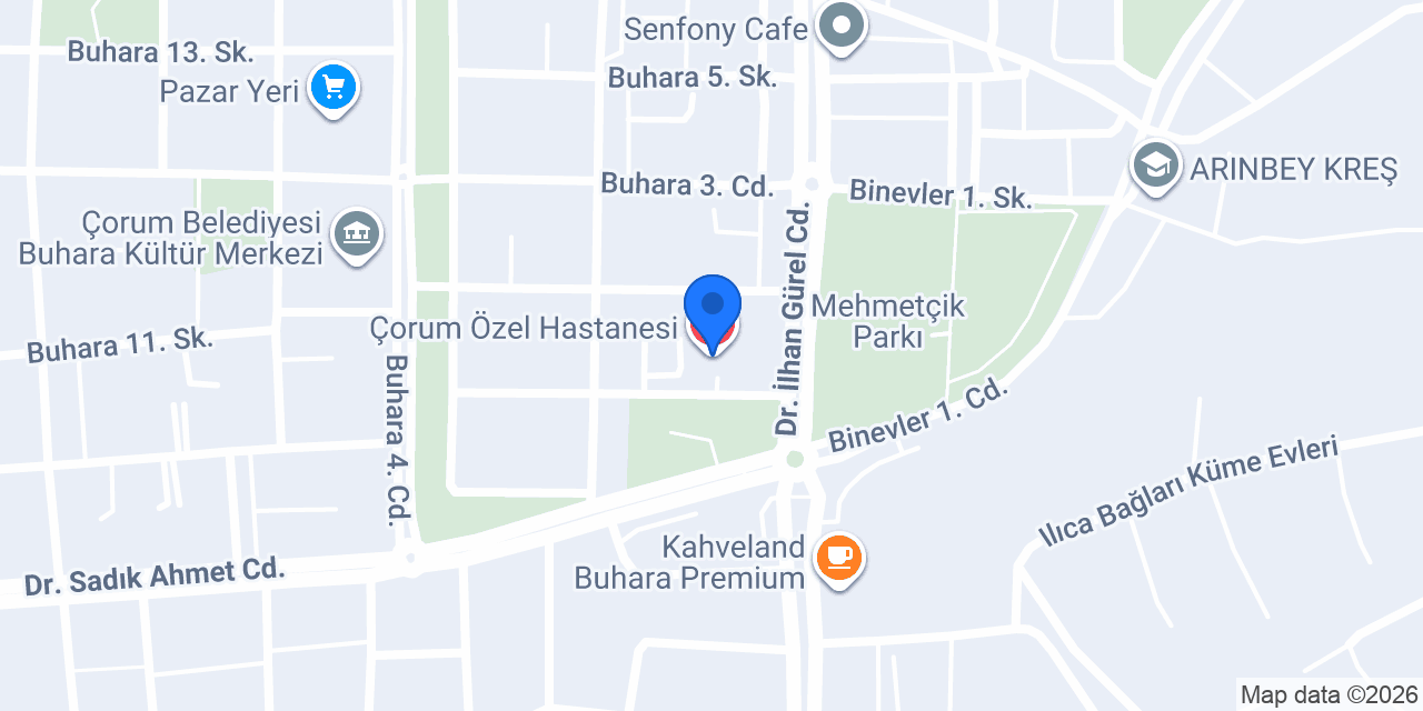 Çorum Özel Hastanesi konumu