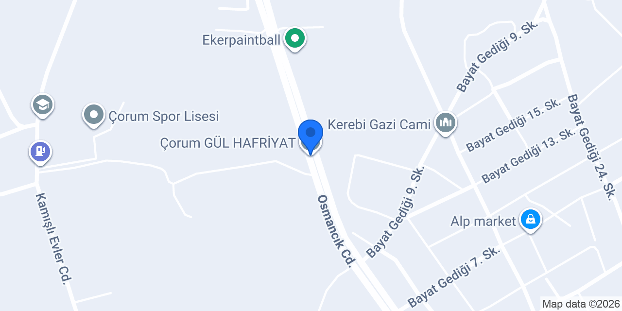 Çorum GÜL HAFRİYAT konumu