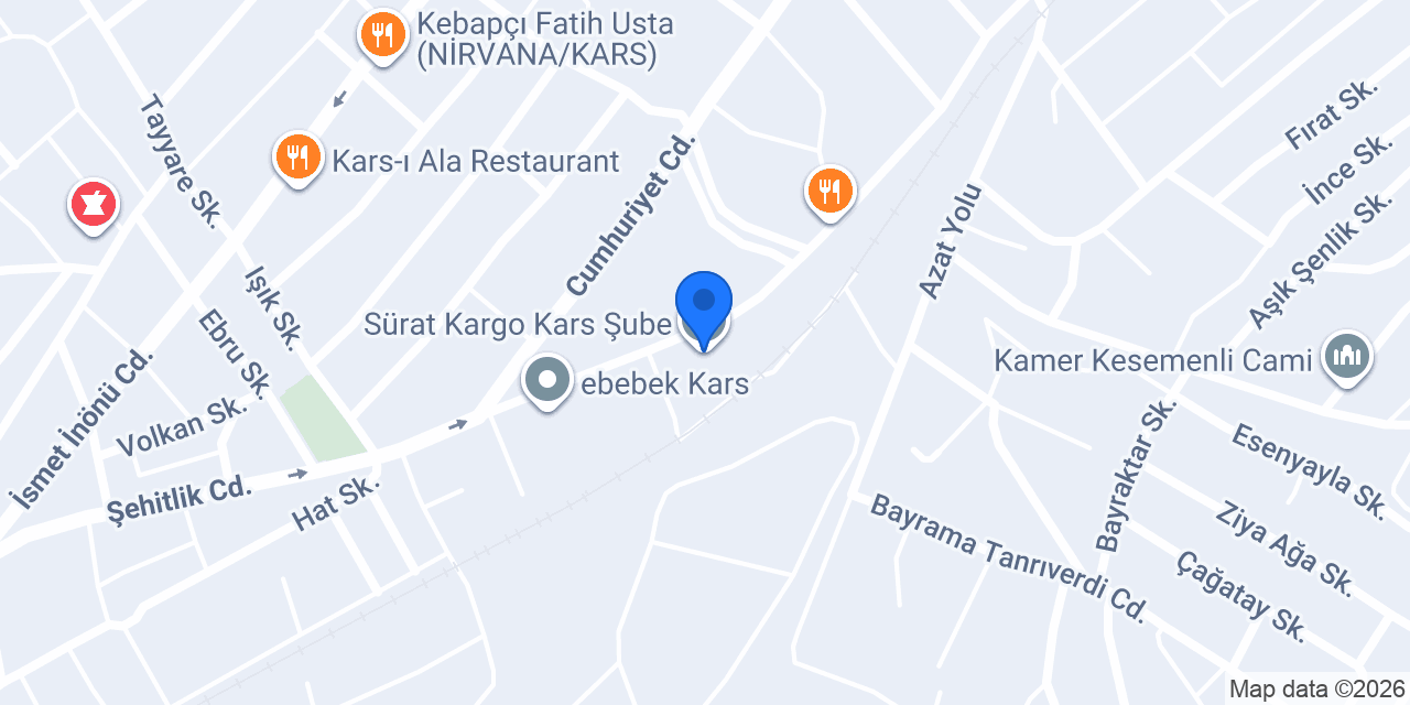 Sürat Kargo Kars Şube konumu