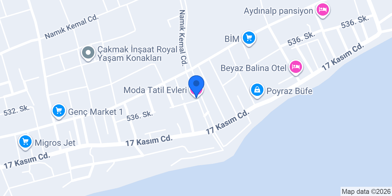 Moda Tatil Evleri konumu