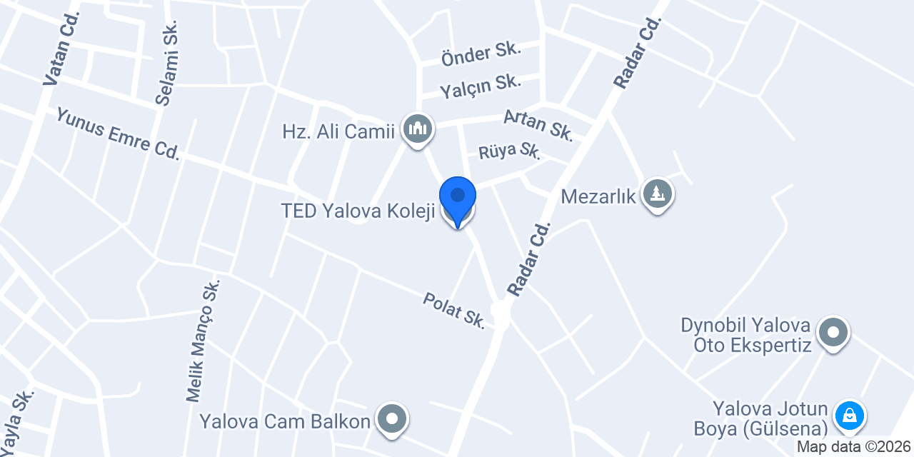 TED Yalova Koleji konumu