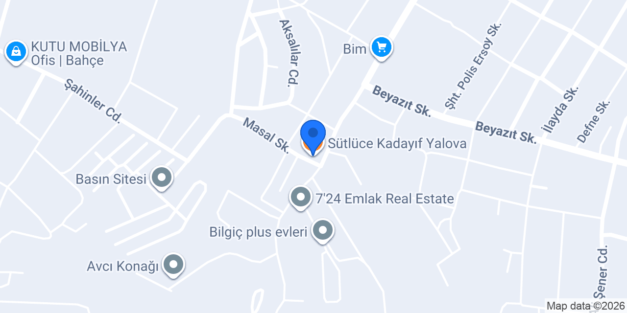 Sütlüce Kadayıf Yalova konumu