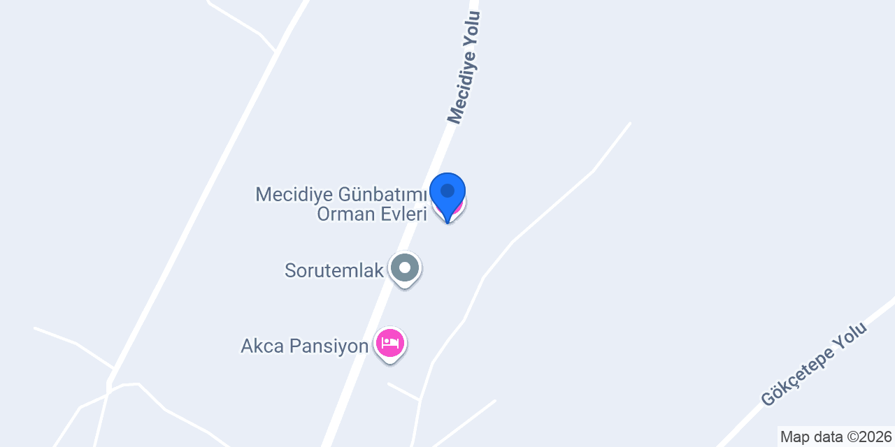 Mecidiye Günbatımı Orman Evleri konumu