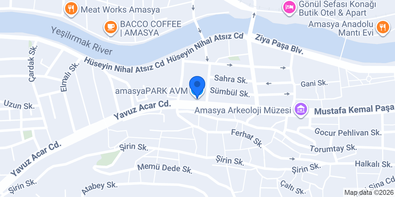 amasyaPARK AVM konumu