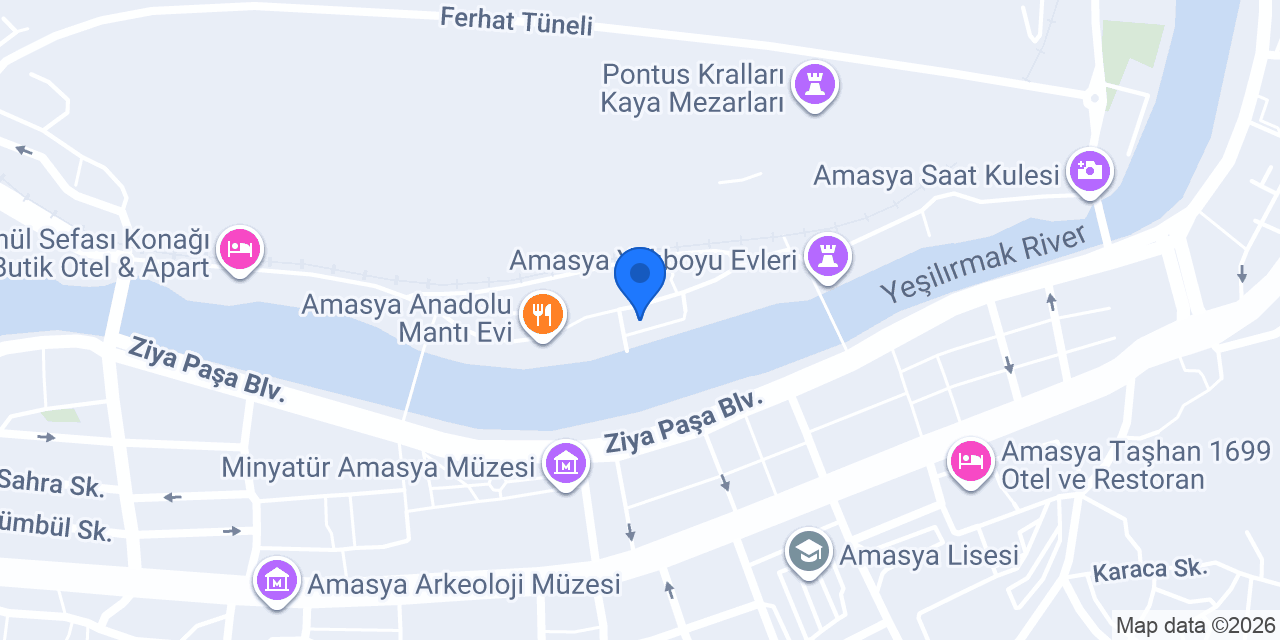 Amasya’da Günlük Kiralık Apart Daireler konumu