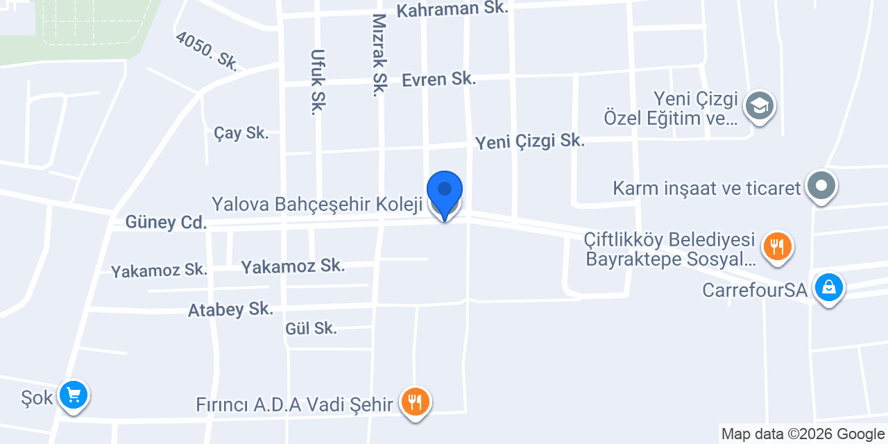 Yalova Bahçeşehir Koleji konumu