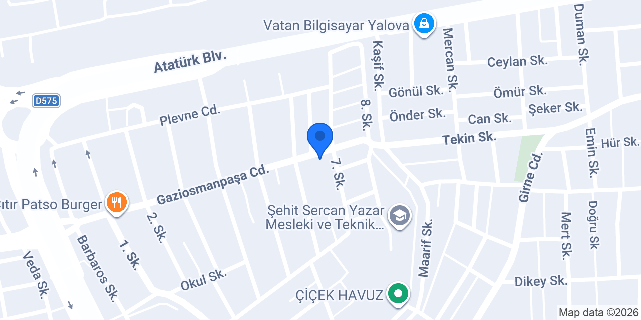 ÇINAR YUFKA YALOVA konumu