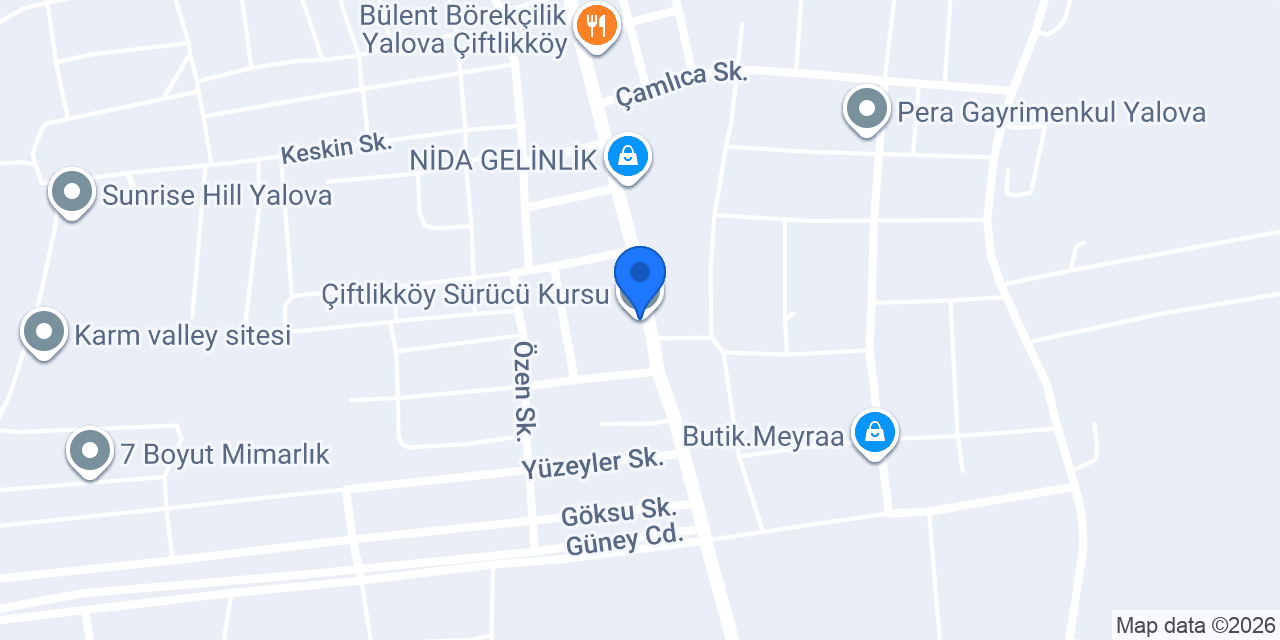 Çiftlikköy Sürücü Kursu konumu