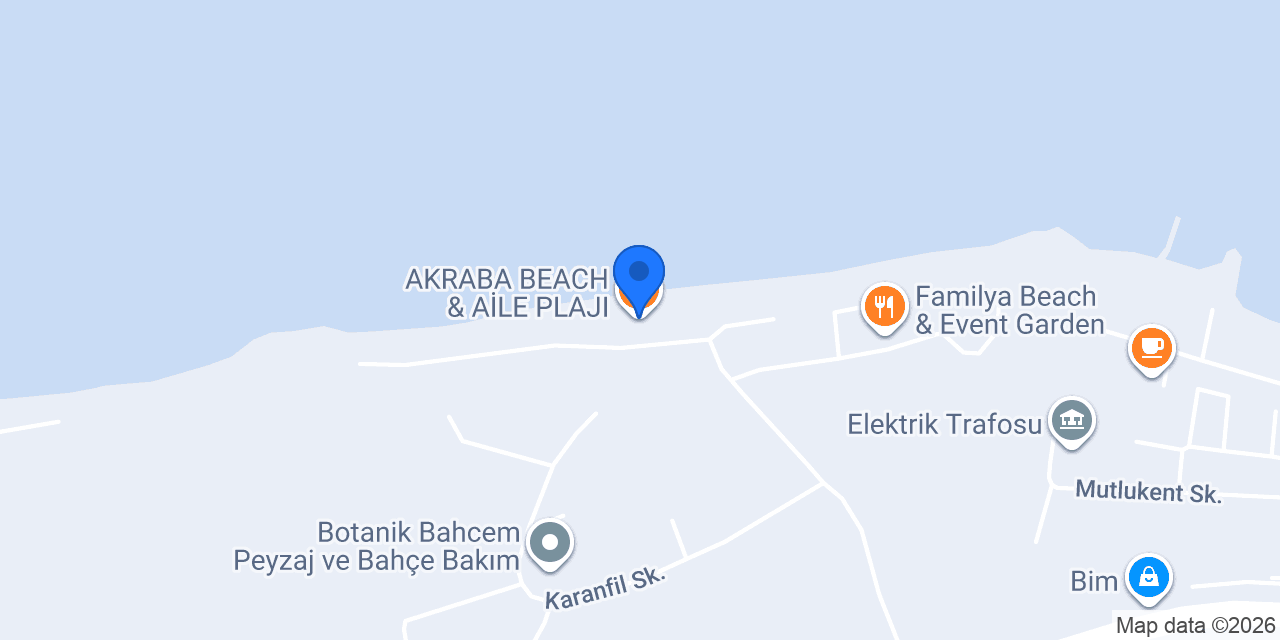 AKRABA BEACH & AİLE PLAJI konumu