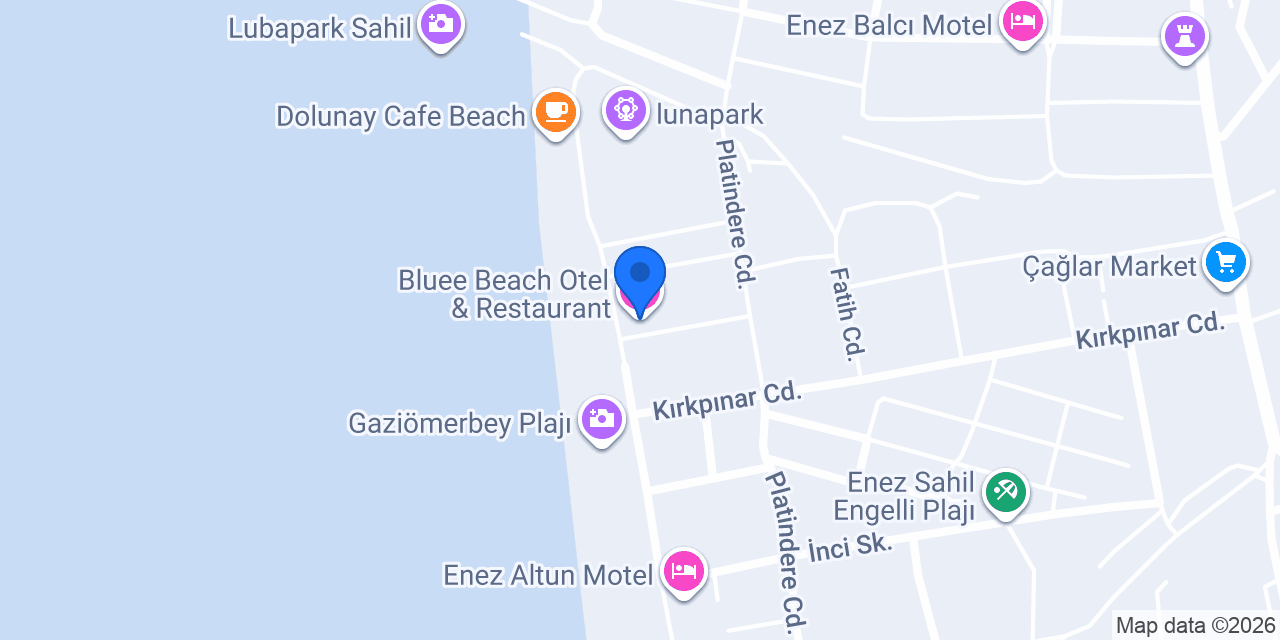 Bluee Beach Otel & Restaurant konumu