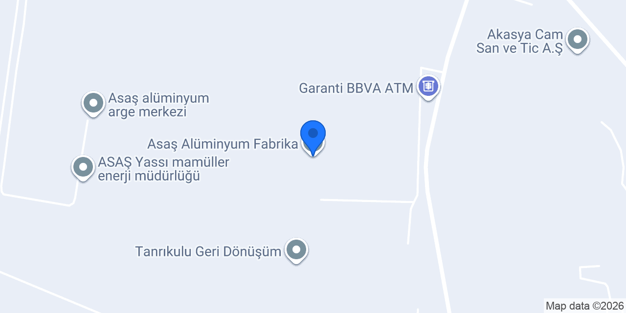 Asaş Alüminyum Fabrika konumu