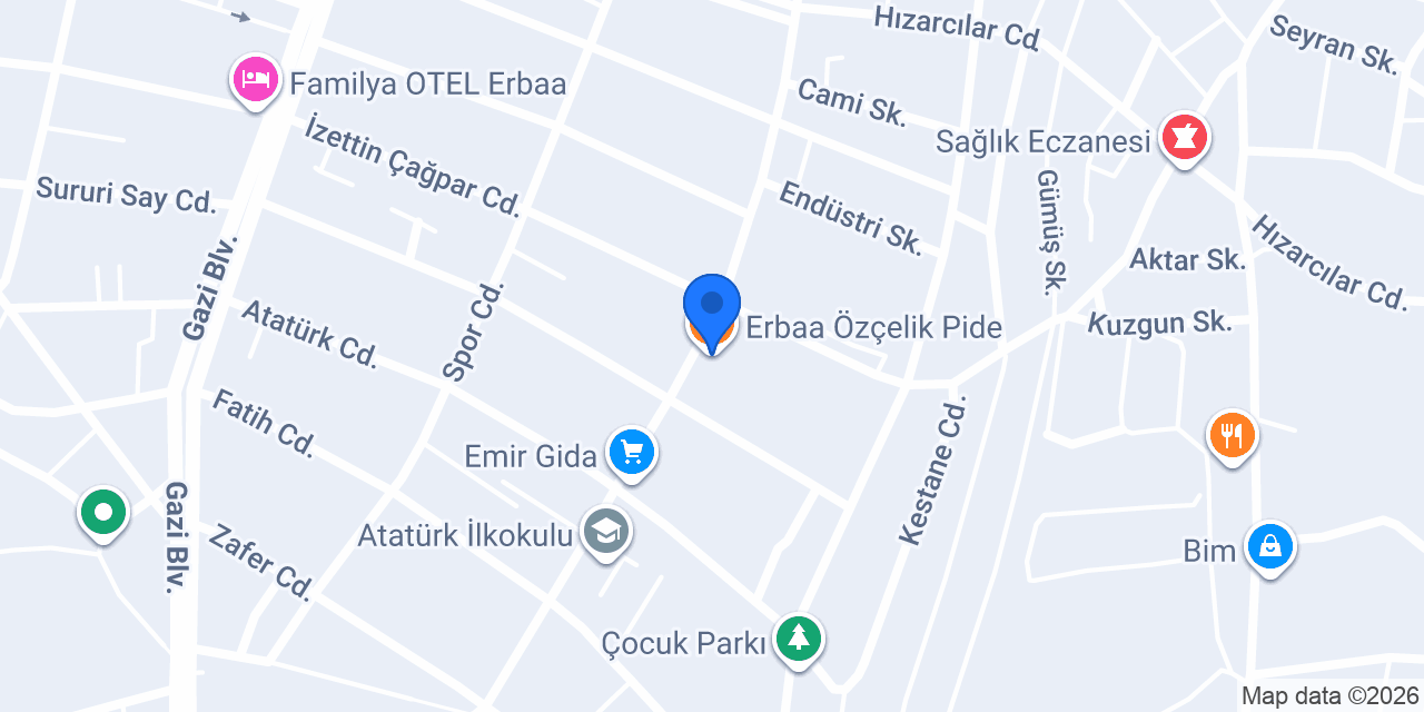Erbaa Özçelik Pide konumu