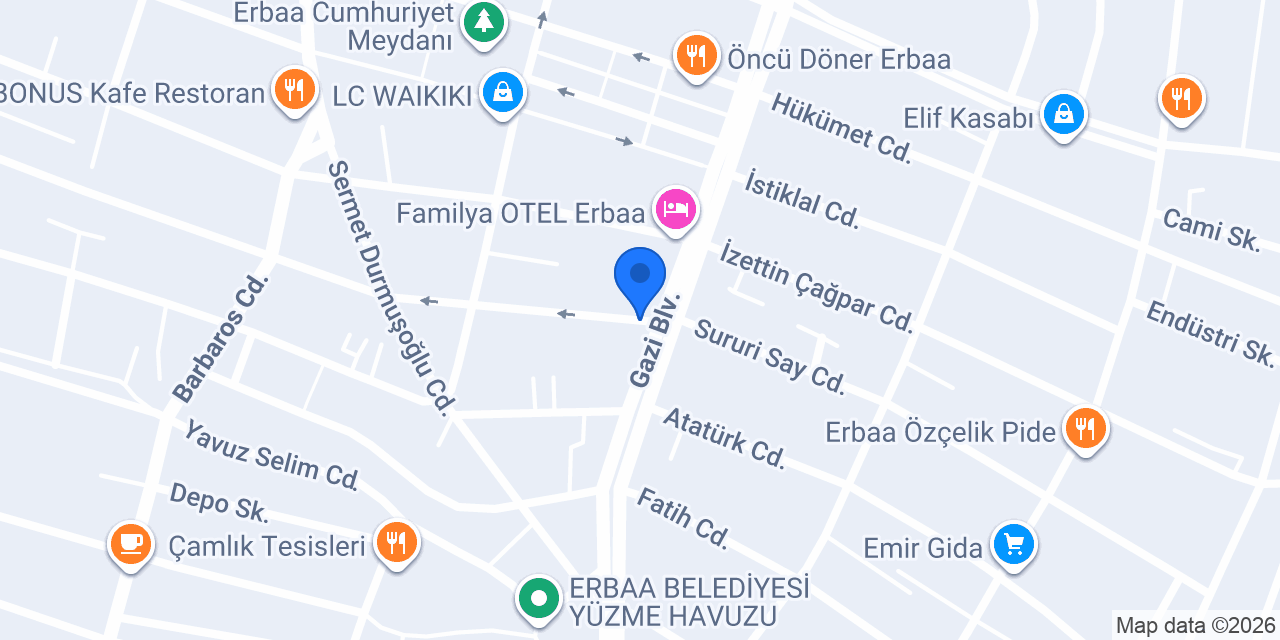 ÖZSERNEO TOKAT ERBAA ŞUBE konumu