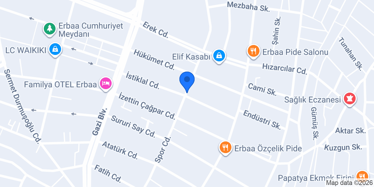 Erbaa Ticari Taksi konumu