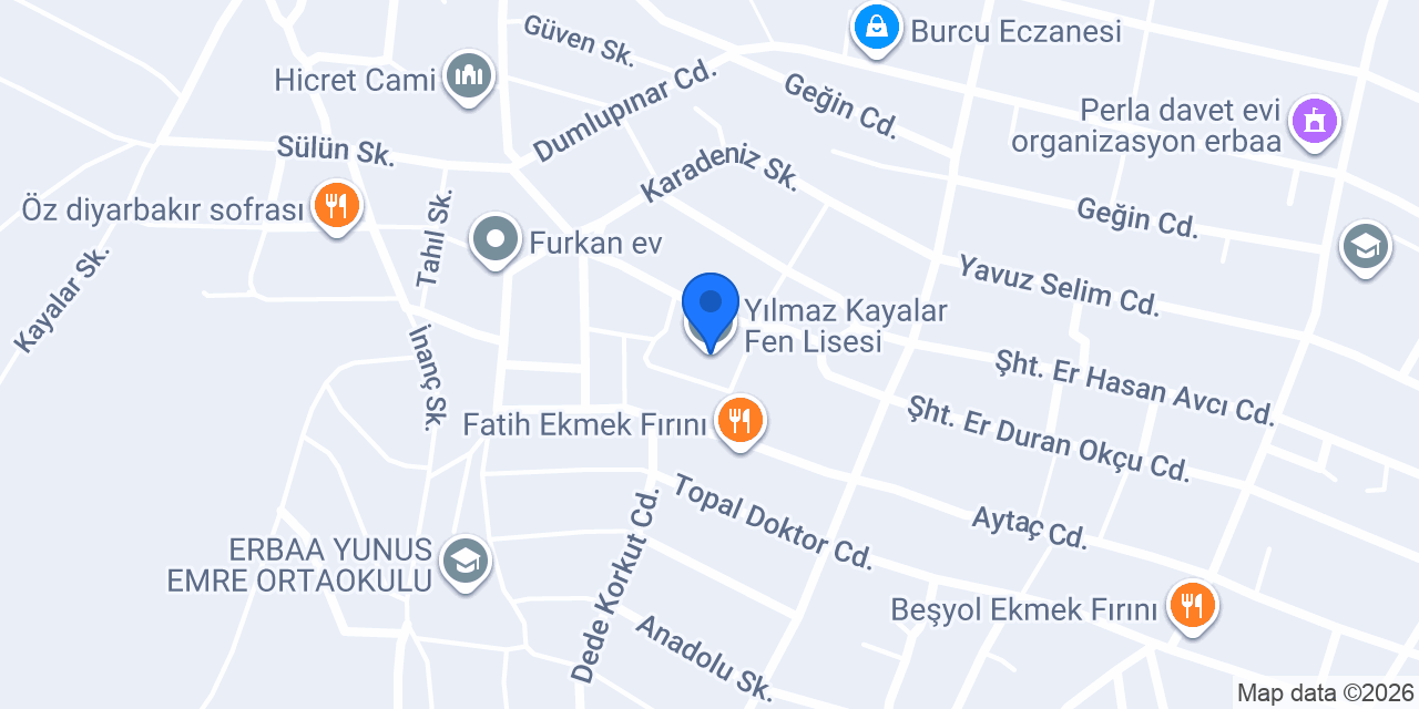Yılmaz Kayalar Fen Lisesi konumu