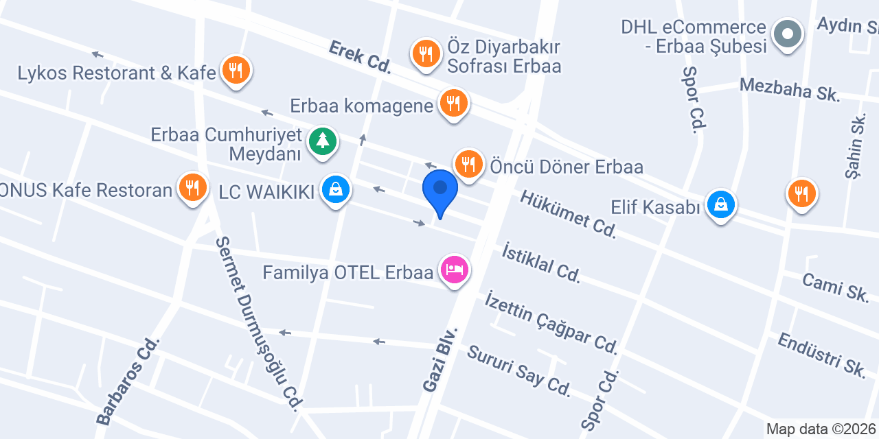 Erbaa Proje Ofisi konumu