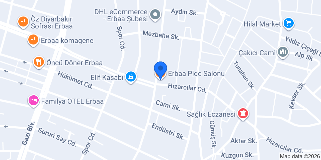 Erbaa Pide Salonu konumu