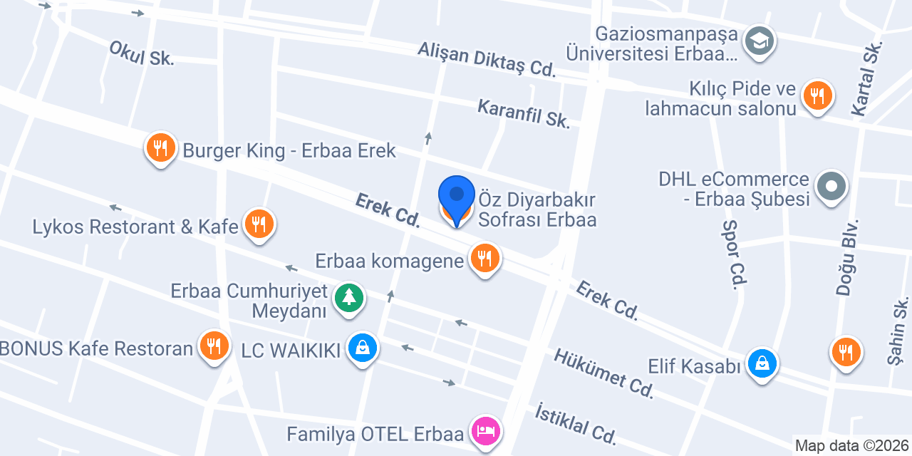 Öz Diyarbakır Sofrası Erbaa konumu