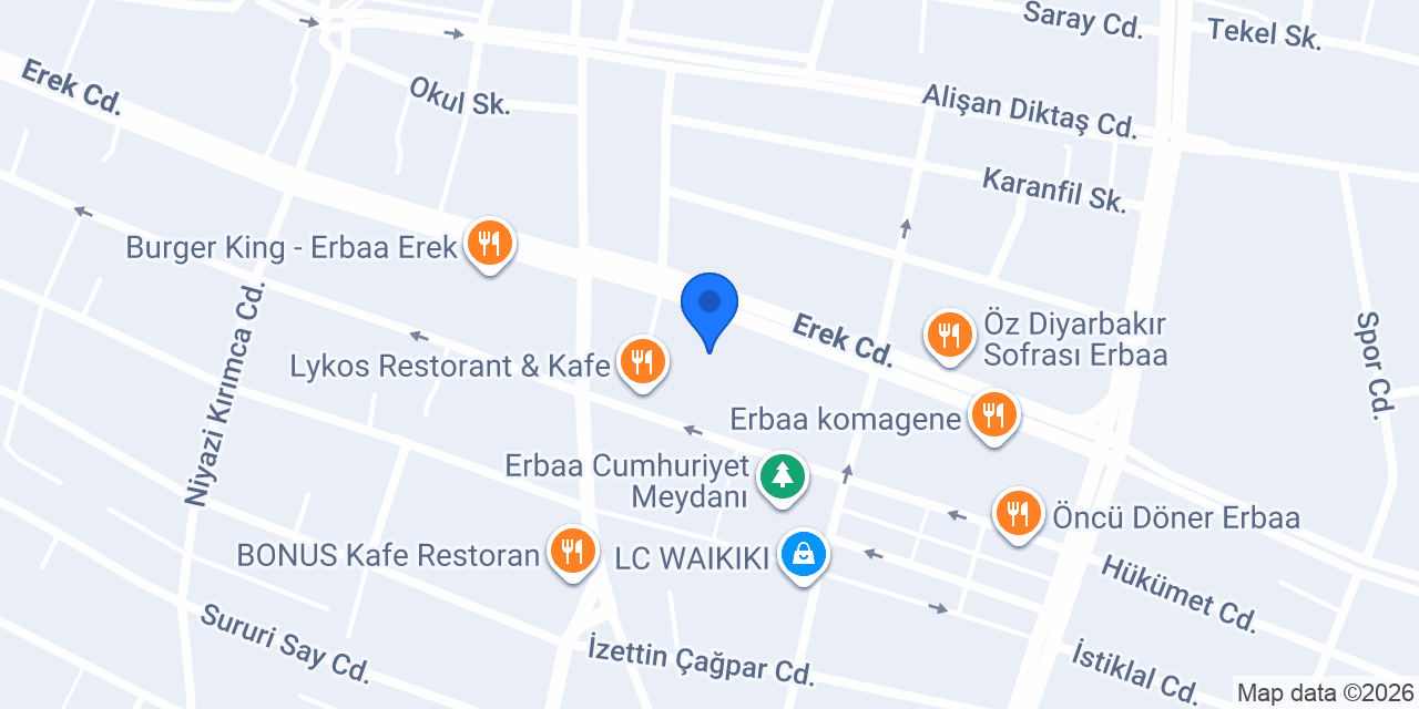 ERBAA TAKSİ (KOMUTAN) konumu
