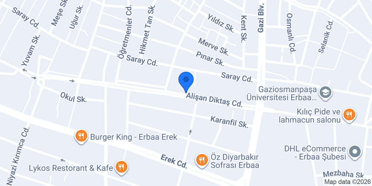Erbaa Üçler Sanayi Ticaret LTD. ŞİRKETİ konumu