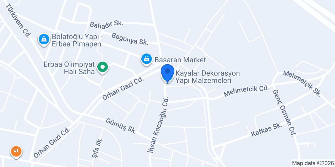 Kayalar Dekorasyon Yapı Malzemeleri konumu
