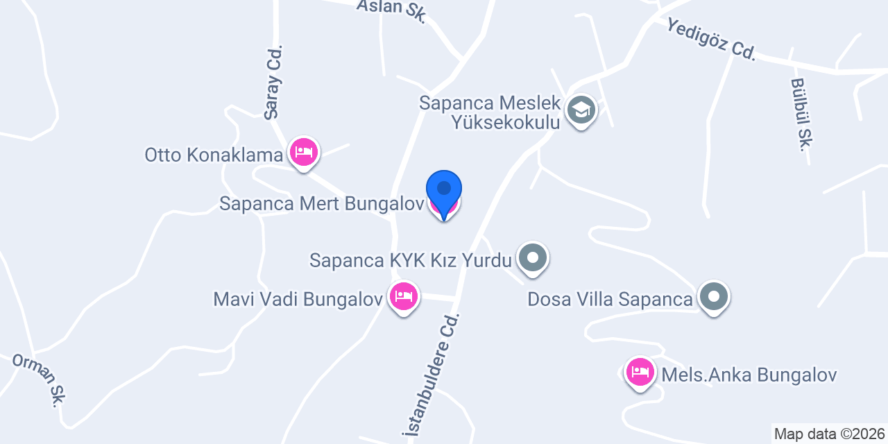 Sapanca Mert Bungalov konumu
