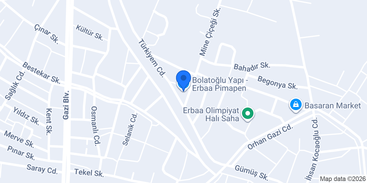 Bolatoğlu Yapı - Erbaa Pimapen konumu