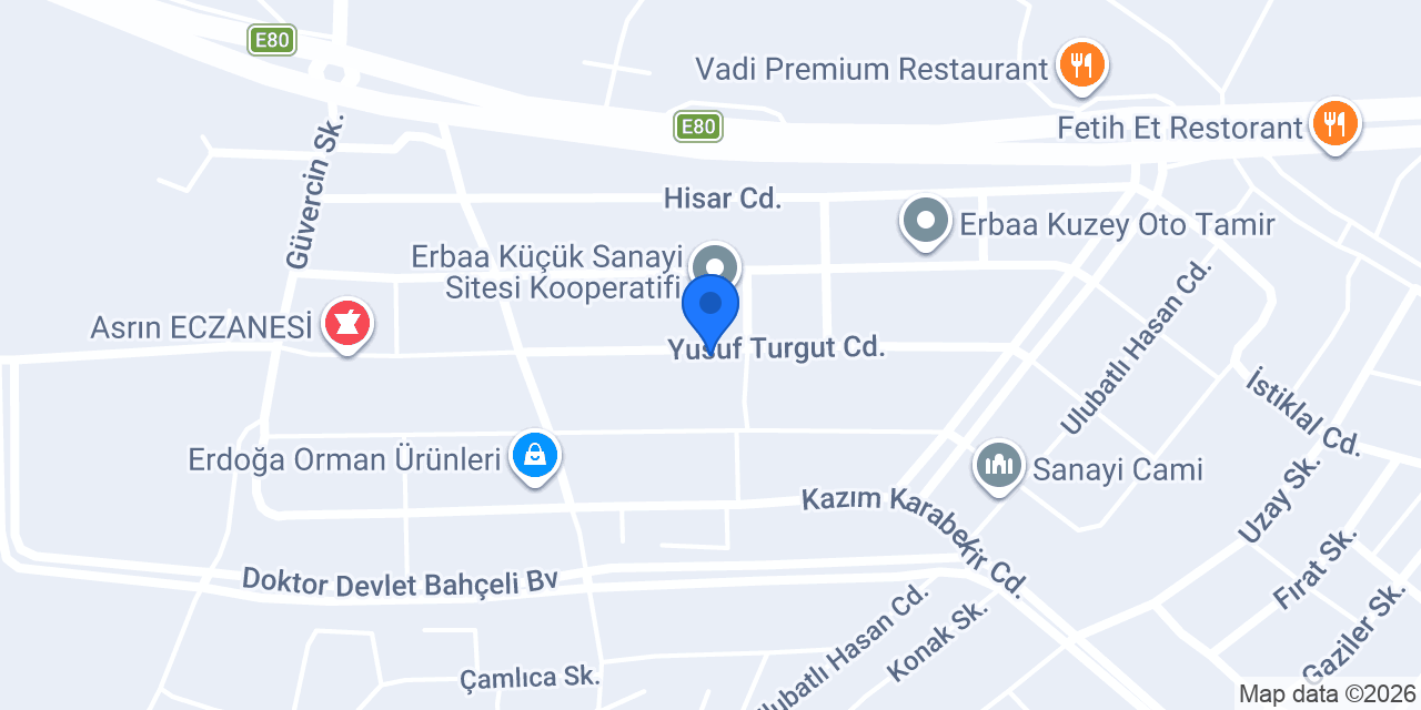 Erbaa Dynomark Oto Ekspertiz konumu