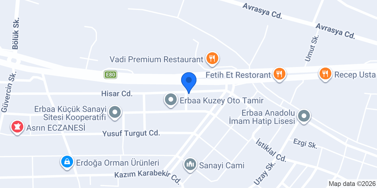 Pilot Garage Oto Ekspertiz Erbaa konumu