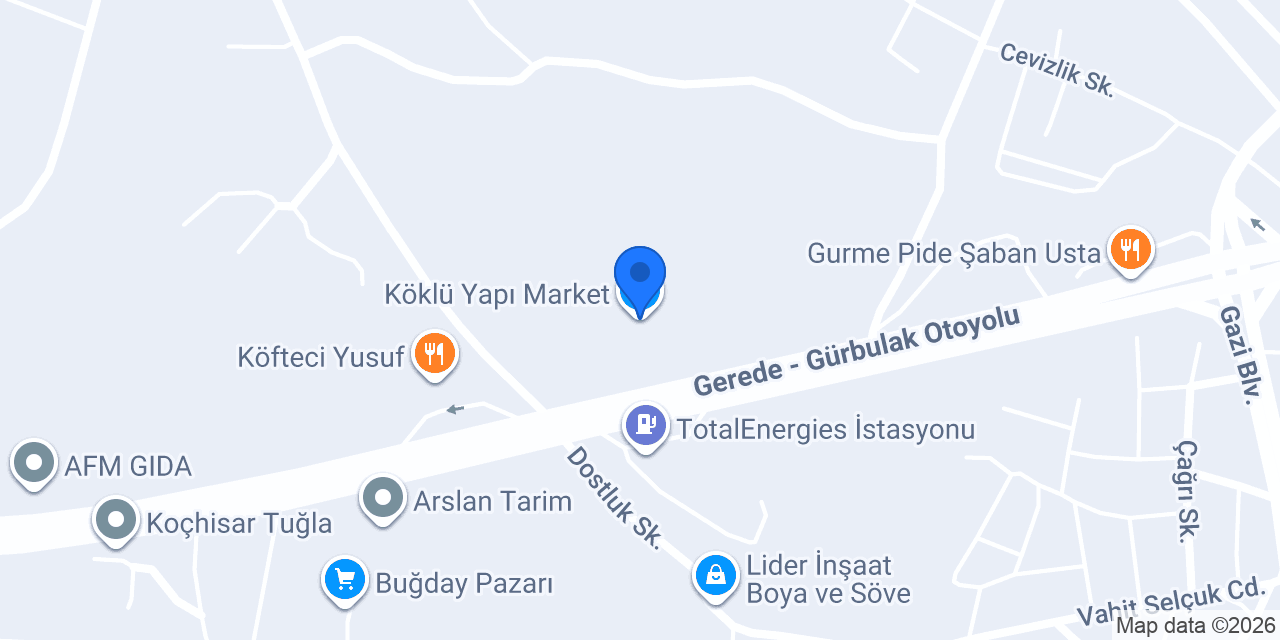 Köklü Yapı Market konumu