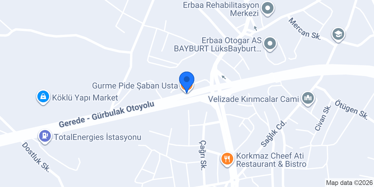 Gurme Pide Şaban Usta konumu