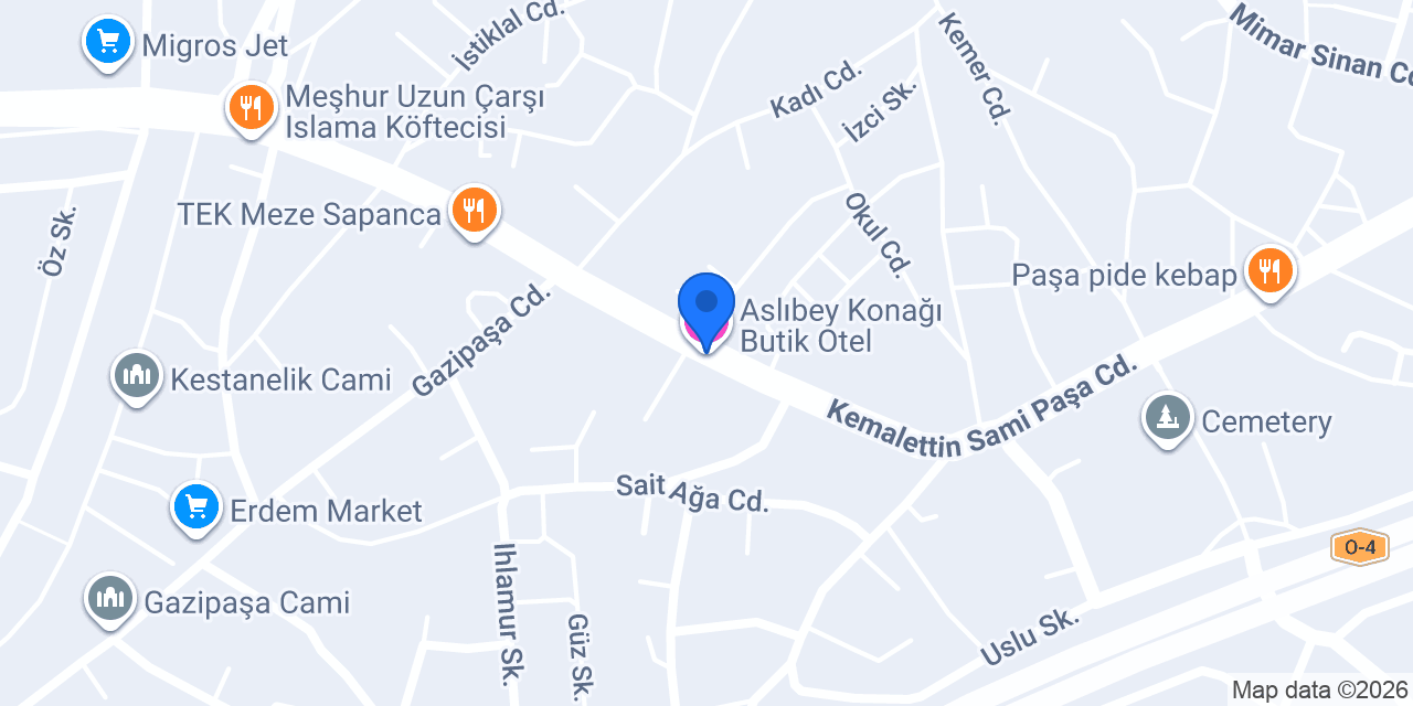 Aslıbey Konağı Butik Otel konumu