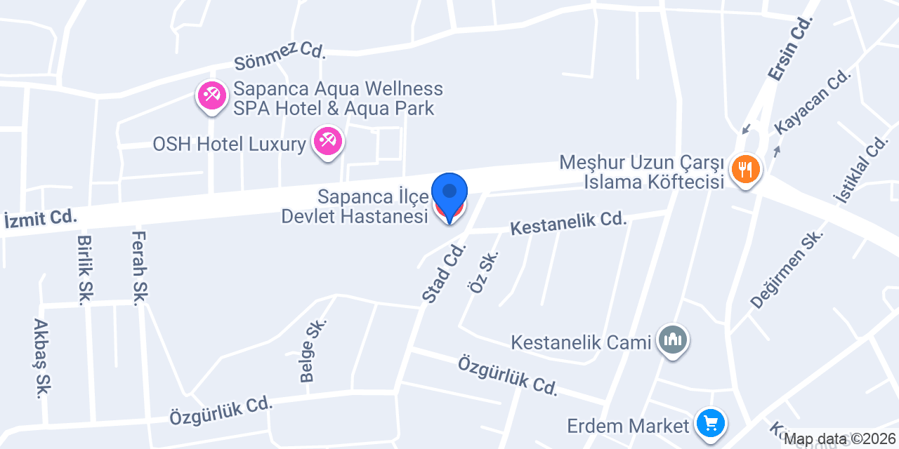 Sapanca İlçe Devlet Hastanesi konumu